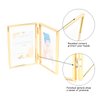 AhaGo Folding Double Frame, Gold Floating Picture Frame with Hinge, 4"×6" for 4"×6" 3"×5" 2"×4", Vertical, Real Glass, Tabletop Use, Classy For Christmas, Wedding, Birthday, Home or Office Décor