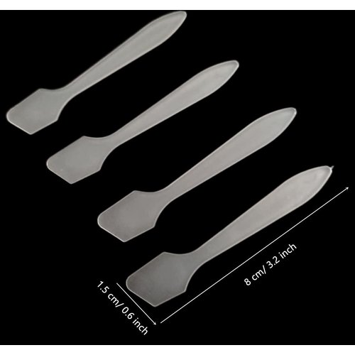 UQUABESO Translucent Frosted Tip Makeup Spatula, Mini Makeup Cosmetic Mask Spoon for Mixing and Sampling, Disposable Facial Cream Mask Stick Beauty DIY Tool (100 Pack)