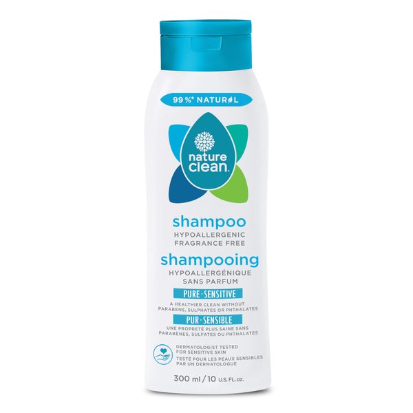 Nature Clean All-Natural Sulfate Free Shampoo for Men & Women. Non-Toxic & Fragrance-free Organic No Paraben Unscented Hypoallergenic & Vegan 10 oz / 300 ml