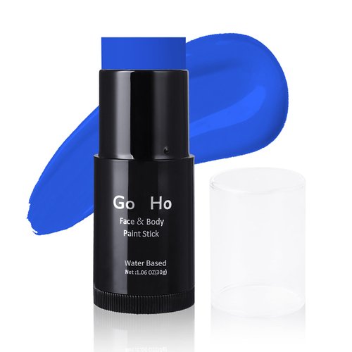 Go Ho Royal Blue Face Body Paint Stick,Water Based Washable Blue Face Paint Stick,Non-toxic Full-coverage Cream Blue Body Paint for Halloween Cosplay SFX Mystique Smurf Joker Harley Quinn Makeup