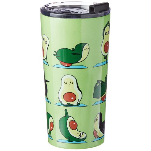 Society6 Stainless Steel 69795-trvlmg Huebucket Avocado Yoga Travel Mug, 20oz, Green, 1 Count (Pack of 1)