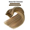 Clip in Hair Extensions, Golden Blonde with Light Blonde Highlights Remy Hair Extensions Clip in Real Human Hair 7 Pcs 70G Clip in Extensions 18 Inch Double Wefts Hair Clip ins for Fine Hair Women