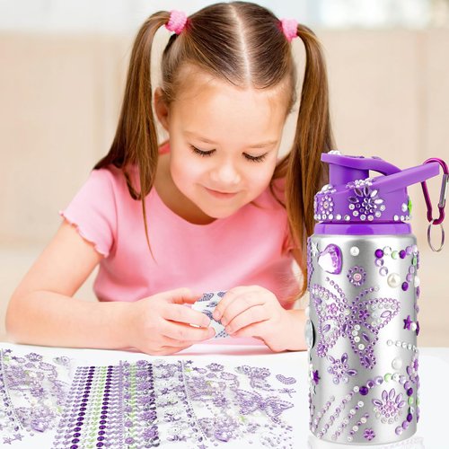 Gift for Girls, Decorate Your Own Water Bottle for Girls, Arts and Crafts for Kids Ages 8-12, Gifts for 8 Year Old Girls, 4-6-8-12 Year Old Girl Birthday Christmas Gifts, Gift Ideas for Girls, Purple