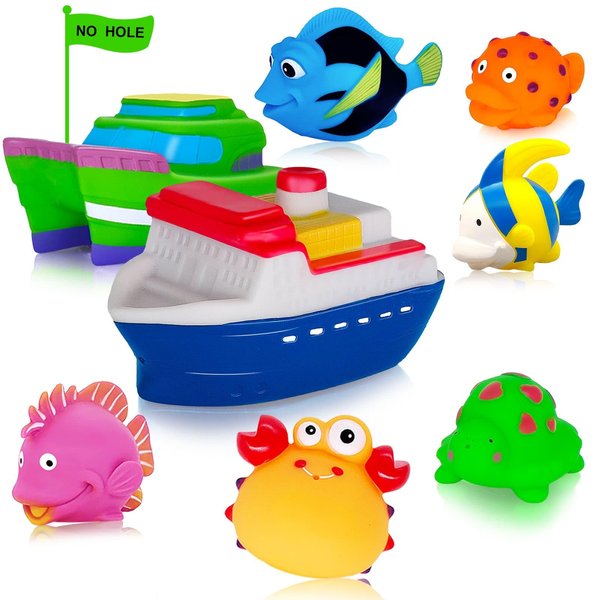 Mold Free Baby Bath Toys - Infant Baby Toys 6-12 12-18 Months - Water Table Toys Pool Toys Fish Bathtub Toys for Toddler 1-3 - Valentines Day Gifts for Boys Girls Easter Basket Stuffers Toy Boats