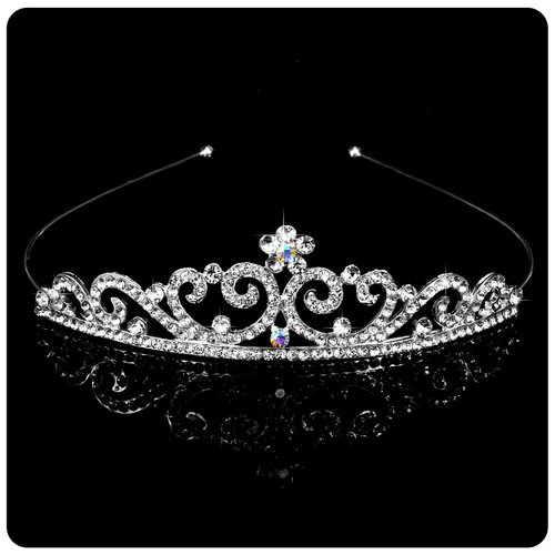 Vovii Crystal Princess Tiara and Crown for Girls, Small Mini Sliver Flower Girl Tiara Rhinestone Crown for Girls Women, Tiara for Girls Birthday Prom Cosplay Halloween Costumes
