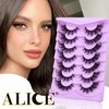 ALICE Fox Eye Lashes Fluffy Manga False Eyelashes 3D Wispy Cat Eye Lashes Wispy Anime Eyelashes Spiky Cosplay Fake Eye Lashes Pack 7 Pairs