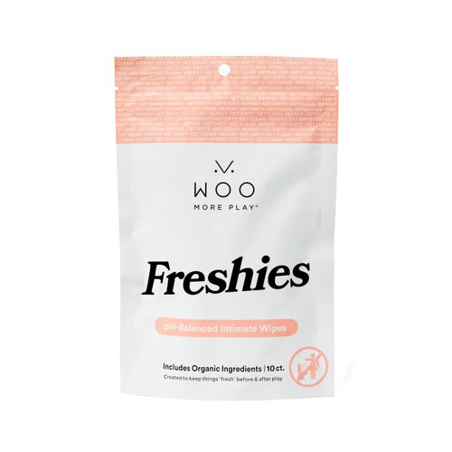 Woo More Play Freshies: All-Natural Feminine Intimacy Towelette Wipes with Coconut Oil and Aloe Vera, Promotes Feminine Health & Helps Alleviate Irritation - Vegan and Cruelty Free, 10ct