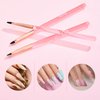 Nail Brushes for Nail Art - 3Pcs Nail Art Brush Set with Flat/Oval/Fine Angled Gel Brush, Nail Extension Tool for Professional DIY Home Salon(Clear Pink)