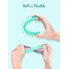 Giftty Teething Tube with Safety Shield Baby Hollow Teether Sensory Toys Gum Massager, Food-Grade Silicone for Infant 3-12 Months Boys Girls, 1 Pair with 4 Cleaning Brush Included (Blue+Grey)