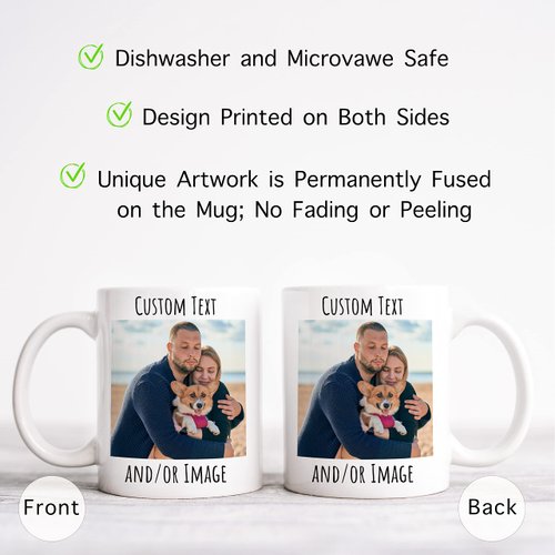 HomeBee Personalized Coffee Mug | Custom Photo Text and Logo Ceramic Mug | Customized 11 Oz Tea Cup for Men & Women | Unique Gift Idea - Taza Personalizadas Design with Picture or Message | White
