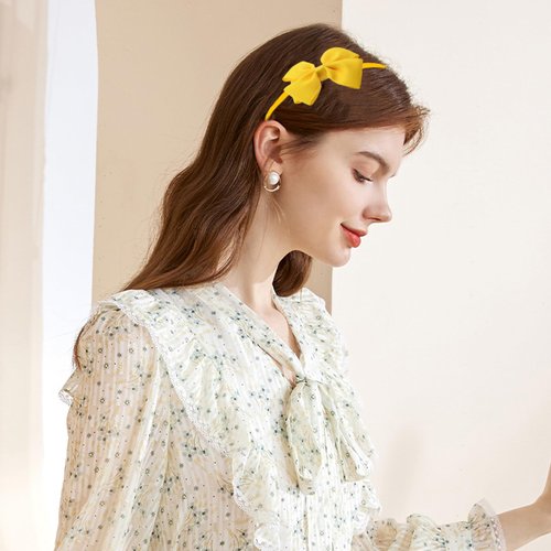 Kistreao Bow Headband Women Girls Yellow Hair Bows Hair Band Bowknot Head band Cute Hair Accessories Birthday Celebration Party Supplies