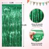 Green Metallic Tinsel Foil Fringe Curtains, 4 Pack 3.3x8.3 Feet Party Streamer for Birthday Party Decorations, Halloween Decor, Foil Curtain for Bachelorette Party