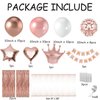 Rose Gold Birthday Party Decorations For Girl Women-Rose Gold White Balloons,Happy Birthday Banner,Fringe Curtains And Tablecloth Decorations For 13th 16th 18th 21st 30th 40th 50th Birthdat Party