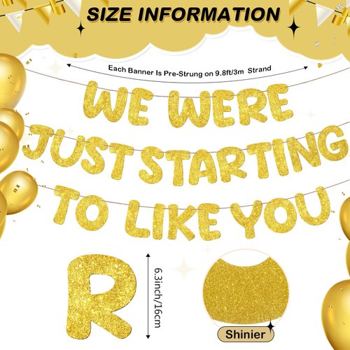 Fulmoon We Were Just Starting To Like You Banner, Going Away Party Decorations Retirement Banner Farewell Party Decorations Goodbye Party Decorations Moving Party Supplies and Gifts (Gold)