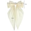 3Pcs Silky Satin Hair Bows Clips for Women White Hair Bow Black Hair Bow Brown Hair Bow Hair Ribbons Oversized Long Tail Hair Barrettes Metal Clips for Girls Teens Hair Accessories