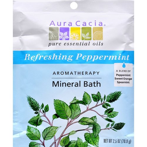 Aura Cacia - Aromatherapy Mineral Bath Peppermint Harvest - 2.5 oz - Case of 6