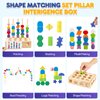 ZGIMI 3 in 1 Montessori Wooden Toys, Lacing Beads & Stacking Blocks & Shape Sorter Sequencing Toy Set, STEM Preschool Educational Learning Fine Motor Skills Toys for Toddlers 3 4 5 Years Gifts