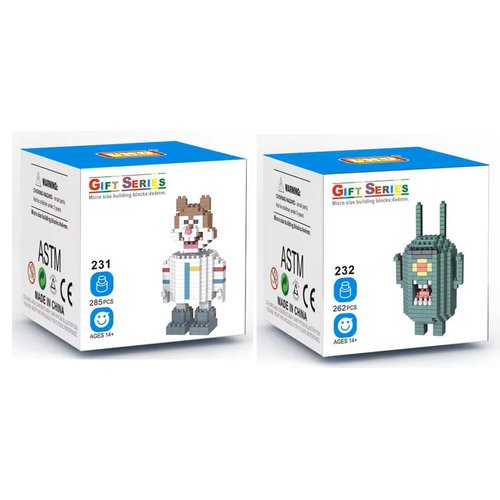 Yummy Baby Products Micro Mini Building Blocks Anime Character Collectable Set, Ages +14, Toys Gifts for Kids and Adults (2 Pack) (Crab/Squid) (Set 2)