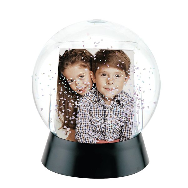 Neil Enterprises Inc. Sphere 2-Photo Snow Globe with Black Base