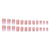 Press on Nails Medium Square Fake Nails Gold Glitter False Nails with Design Heart Curve Glue on Nails Gradient Pink Full Cover Acrylic Stick on Nails Reusable Artificial Nails for Women Manicure Kit