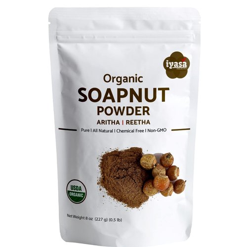 Organic Soapnut Powder, Aritha, Reetha, Natural Skin & Hair Shampoo, Hair Cleanser, Resealable pack of 8 oz