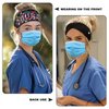 Babrukda Nursing Headbands for Women with Button for Mask Doctor Nurse Sweatband Fashion Flower Print Hair Bands Turban Women Men Head Wrap Elastic Headwear Headwrap for Working