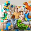 HJINGY 140 PCS Dinosaur Birthday Party Decorations, Blue Dinosaur Party Decorations for Boys Includes Dinosaur Balloons, Customized Backdrop, Tablecloth for Dinosaur Baby Shower Decorations