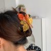 Maple Leaf Hair Claw Clips, Fall Hair Clips Autumn Leaves Hair Grip Clips Cute Fallen Leaf Jaw Claw Clips Acrylic Claw Clips Orange Yellow Leaves Hair Barrettes Thanksgiving Hair Decoration for Women