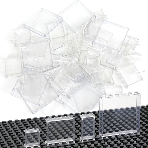 Clear Tranparent Flat Plates Bricks, 60pcs Classic Pieces and Parts Panel, Window Bulk Building Blocks Accessories (Transparent)