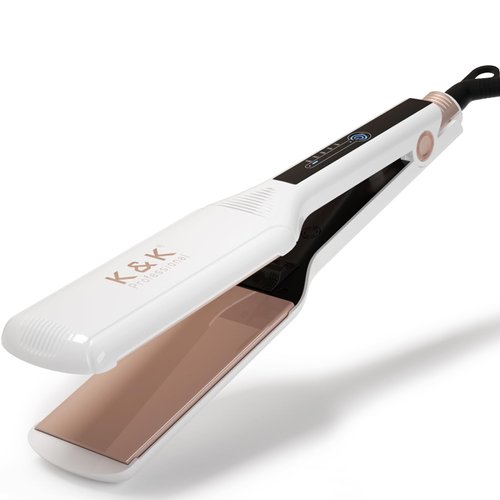 K&K Shine Therapy 2.25 Inch Hair Straightener, Flat Iron Infused with Argan Oil & Keratin, Professional Ceramic Coating Straighteners for Less Frizz, Shinier & Smoother Hair, Hair Styling Tools