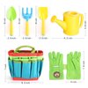 FITNATE Green Kids Garden Tools Set,6 PCS Garden Tools Including Watering Can, Shovel, Rake, Fork, Children Gardening Gloves and Garden Tote Bag, All in One Set