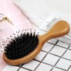 Hair Brush Mini Boar Bristle Hairbrush for Thick Curly Thin Long Short Wet or Dry Hair Detangle Massage Add Shine, Pocket Travel Small Paddle Hair Brush for Men Women Adults
