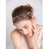 fxmimior Women Prom Black Hair Jewelry Bridal Headpiece Hair Vine Crystals Leaf Headband Tiara Party Evening Wedding Hair Accessory (Rose gold)