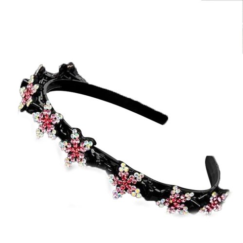 appuivbt Sweet Hairpin Rhinestones Bangs Double Layer Headband with Clips Twist Plait Hair Hoop Braided Headbands