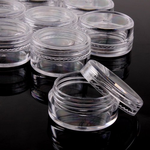JOVANA 200 pcs New Empty Clear Plastic Cosmetic Containers 3 Gram Size Pot Jars Eye Shadow Container Lot Size:Diameter: 31 mm/1.2 inch Height: 16.5 mm/0.6 inch.