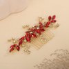 Rumtock Red Rhinestones Side Headpiece for Women Handmade Hair Comb with Crystal Handmade Long Hair Accessories (Red)
