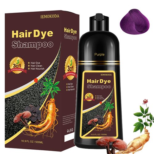 NCEPROHR Purple Hair Color Shampoo - Instant Purple Hair Dye Shampoo 3 in 1 for Women & Men, Herbal Purple Shampoo Easy to Use & Long Lasting Purple Hair Shampoo 16.90 Fl OZ (Purple)