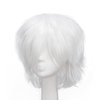 Gairyan Short White Wig Cosplay Wig Unisex Anime Costume Straight Fluffy Wig Synthetic Spiky Layered Short Hair With Bangs Heat Resistent Holiday Theme Party Fancy Dress Halloween Wig + Free Wig Cap