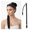 34 Inch Black Long Braided Ponytail Extension with Hair Tie Straight Wrap Around Hair Extensions DIY Pre Stretched Natural Soft Synthetic Hair Piece for Women (MW-1#)