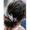 Yean Flower Bride Wedding Hair Comb Silver Crystal Bridal Hair Piece Rhinestone Hair Accessories for Women and Girls