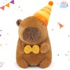 CozyWorld Cute Capybara Plush,Kawaii Capybara Stuffed Aniamls with Happy Birthday Hat Bow,Cute Birthday Capybara Plush,Soft Capybara Plushies Toy Birthday Gifts Party Decoration for Kids,10 inch