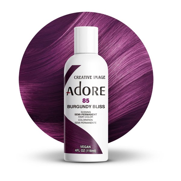 Adore Semi Permanent Hair Color - Vegan and Cruelty-Free Red Hair Dye - 4 Fl Oz - 085 Burgundy Bliss (Pack of 1)
