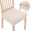 smiry Stretch Jacquard Seat Covers for Dining Room Chairs Set of 6, Removable Washable Chair Seat Protector Slipcovers, No Rear Covers, Beige