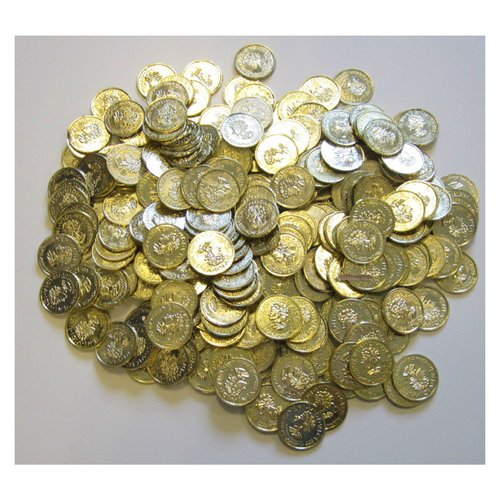 1000 PLASTIC GOLD COINS PIRATE TREASURE CHEST PLAY MONEY BIRTHDAY PARTY FAVORS