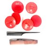 G.B.S Soft Red Scalp Massager Soft Pocket Comb 7in Styling Comb and 8in Pin Tail Comb for Hair, Pack of 6