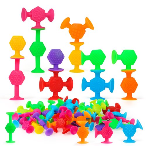 Toddler Textured Suction Cup Toys, 40 PCS Kids Bath Toys Ages 4-8, Sensory Sucker Toys for Baby Age 3, Travel Window Shower Bathtub Toys, Montessori Stress Release Ideal Gifts for Boys Girls