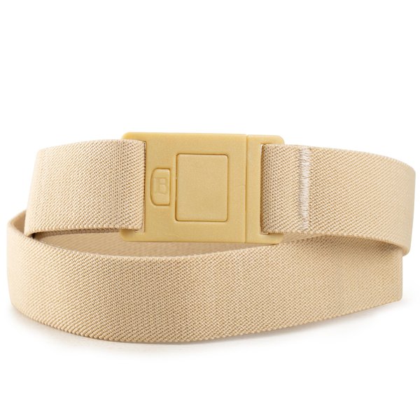 BELTAWAY Square Easily Adjustable No Show Women Stretch Belt Invisible Elastic Belt with Flat Buckle for Jeans Pants|Sand