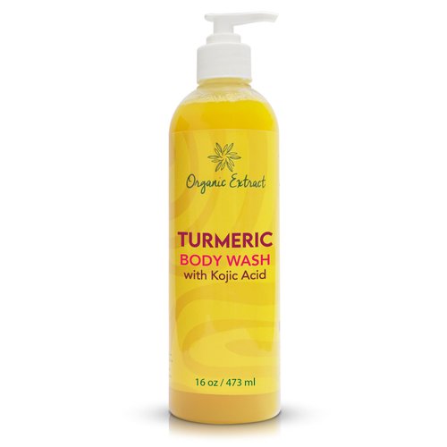 ORGANIC EXTRACT, Turmeric Kojic Acid Body Wash – 16 fl oz / 473ml – Skin Brightening Shower Gel for Deep Gentle Moisturizer, Helps to Remove Dark Spot, with Shea Butter & Aloe Vera