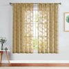 Lazzzy Gold Sheer Curtains Leaf Embroidered 63 Inch Length for Living Room Bedroom Rod Pocket Voile Window Drapes 2 Panels