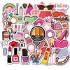 Women Fashion Cosmetics Stickers, Funny Makeup Tool Cartoon Stickers, 50PCS Girls Stickers for Scrapbook, Waterproof Vinyl Lipstick Mirror Stickers for Water Bottle Laptop, Party Supplies (Cosmetic)
